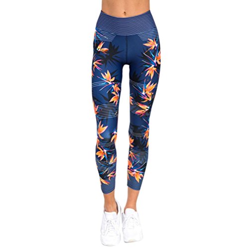 Mallas Mujer Fitness Leggings Yoga Sexy Mujer Deportivos Polainas de Cintura Alta Chandal Pantalones de Correr Deportes Gym Yoga Running Fitness Pantalón Deportivo (Azul, XL)