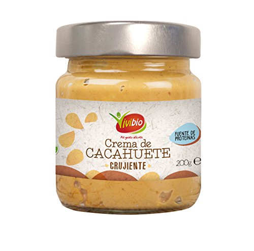 Vivibio Crema de Cacahuetes Crunchy - 4 Paquetes de 200 gr - Total: 800 gr Cover