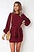 PRETTYGARDEN Women’s Elegant Long Lantern Sleeve Short Dress Crewneck Tie Waist Knit Cocktail Dress Wine Red