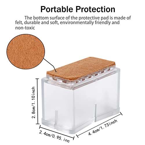 SoarUp 8 Pcs/Set Chair Leg Floor Protectors Cover Square Furniture Legs Protector with Rubber Pads (Trasparent) - Image 3