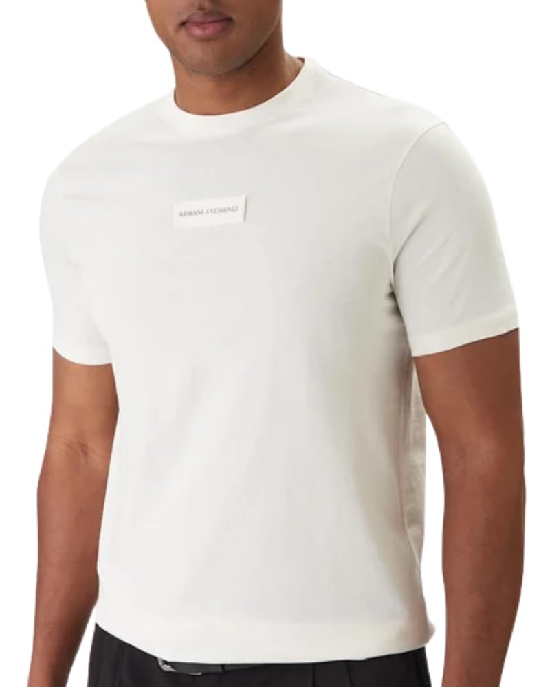 Armani Exchange Men's Plain Front Logo Patch T-Shirt, White, XL