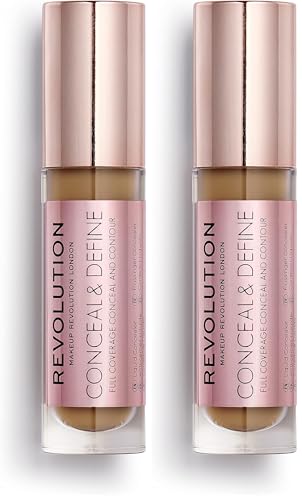 Makeup Revolution, Conceal & define, Anti-Cernes, C13, 4ml (Lot de 2)