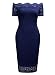 Miusol Vintage Pizzo Coctel Noche A-Line Vestido para Mujer Azul Medium