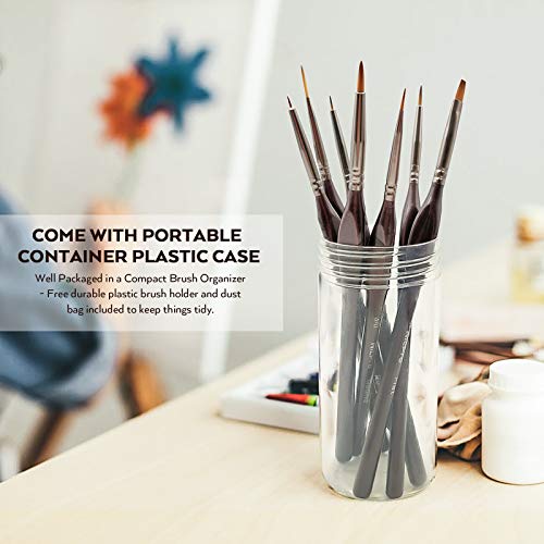 Nicpro Fine Detail Paint Brushes, 7PCS Miniature Paint Brushes Model Paint Brush Set for Artists, Acrylic, Oil, Watercolour & Paint by Number, Figurine, Model, Craft - with Holder