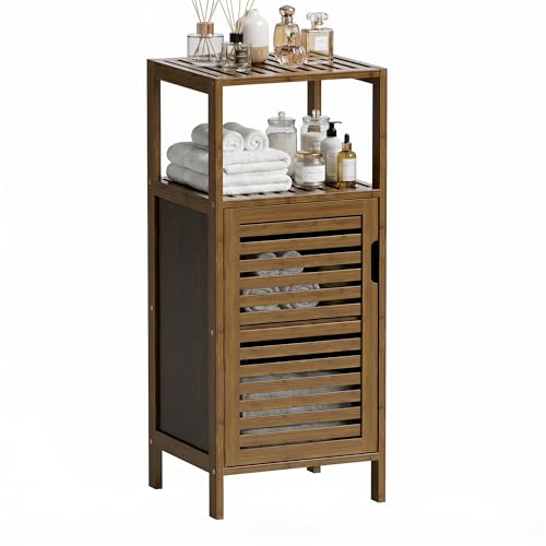 HITNET Bathroom Cabinet, Bamboo Floor Cabinet Free Standing, 4 Tier Sofa Side Storage Cupboard for...