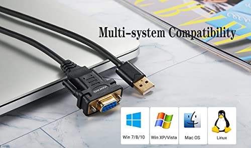 OIKWAN USB to RS232 Serial Adapter with FTDI Chipset - USB 2.0 to Female DB9 Serial Cable for Windows and Mac (6ft)