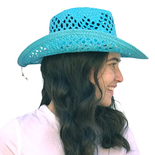 Image of SILVERFEVER Straw Cowboy Hat Cowgirl Hats Men Women Sun Hat Sombreros Vagueros Classic Western Accents Sombreros