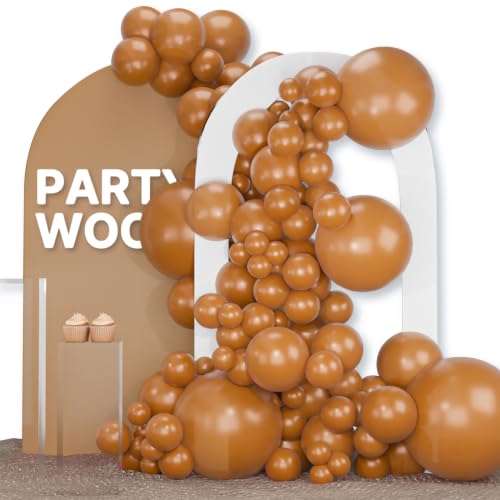 Image of PartyWoo Boho Neutral Light Brown Balloons 120pcs Coffee Color | 18 12 10 5 Inch Balloons for Birthday Safari Boy Jungle Boy Wedding Bridal Shower Gender Reveal Party Decorations Brown-F10