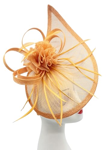 Finecy In - Ladies Wedding Races Cocktail Hat Occasion Fascinator (Orange) - Image 4