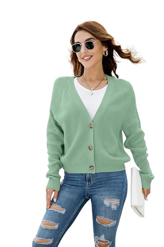 Image of TASAMO Womens Cardigan Sweaters 2026 Fall Cropped Lightweight Sweater