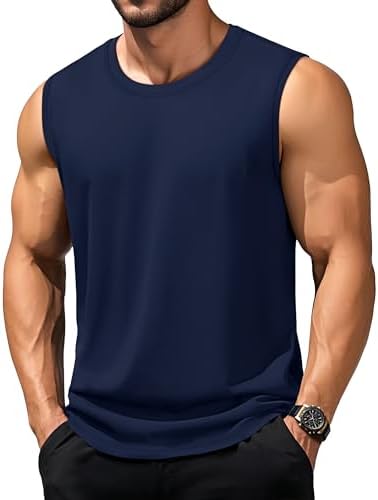 TACVASEN Tank Top Herren Baumwolle Gym Ärmelloses Shirt Sport Muskelshirt Fitness Tanktop Funktionsshirt Atmungsaktiv
