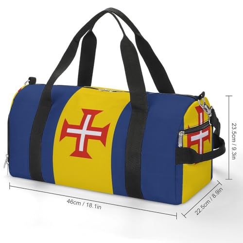 Madeira Flag Funny Gym Bag Travel Tote Bag Duffel Bag with Shoe Compartment for Weekender Sports Vacation3