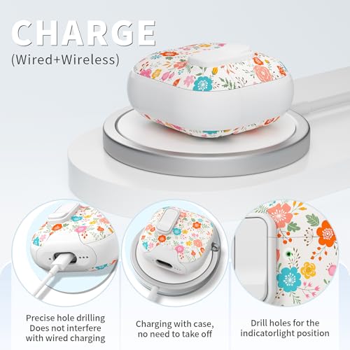 Image of for AirPods 4 Case with Safty Lock & Phone Stand,Cute Floral Pattern Style