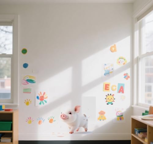 Vinilo decorativo cerdito para pared habitación infantil miniatura 5