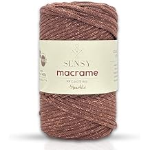 Sensy Premium 5mm 82 Yards Polyester Rope 90% Polypropylene 10% Polyester Cord Macrame Cord 5mm Crochet Bag Cord Macrame Rope Crochet Thread Gift for Knitter Copper Sparkle