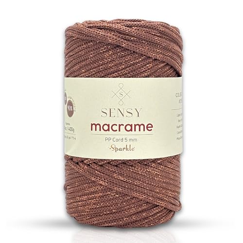 S Sensy 5mm Sparkle Premium Polypropylene Macrame Cord Gauge#6 Copper 104yd