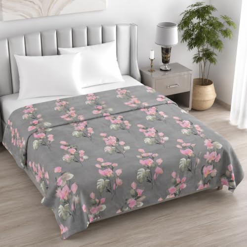 Image of Super Premium Quilt Cover Double Bed with Zipper Blanket Cover /rajai Cover /Comforter Cover /Duvet Cover King Size Soft Cotton Skin Friendly Stuff 90x100 Inches, Light Grey Pink | TC - 300