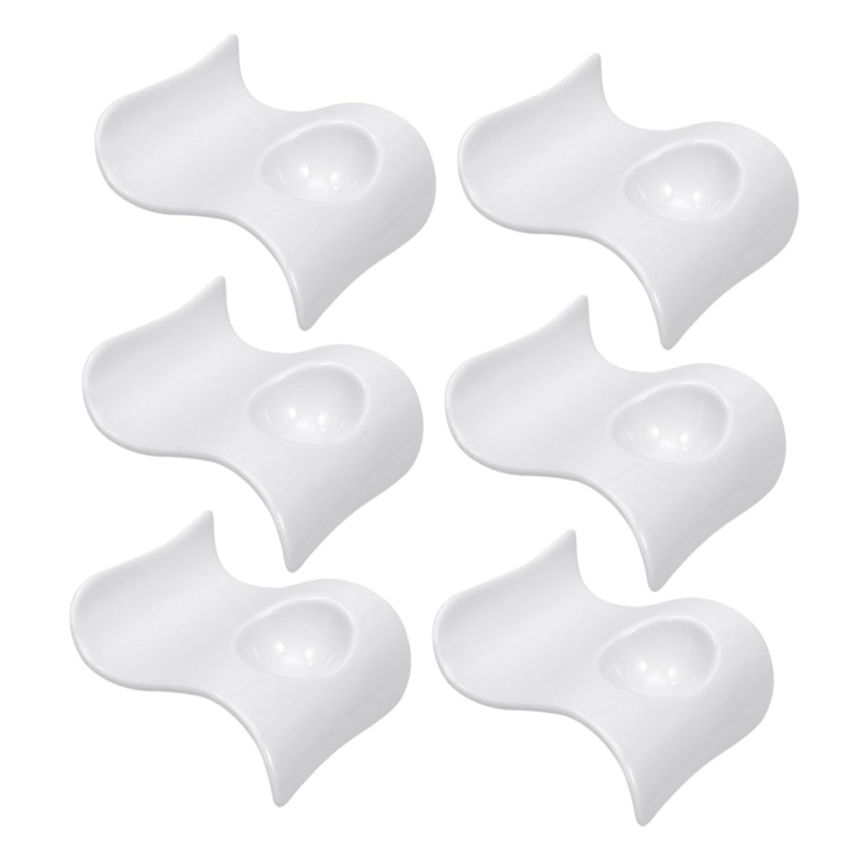 TOYANDONA 6pièces Lot de Porte-œufs Céramique Pratiques Assiettes à Œufs Design Ondulé Moderne Faciles à Nettoyer pour Apéritifs Et Œufs Durs Table à Manger
