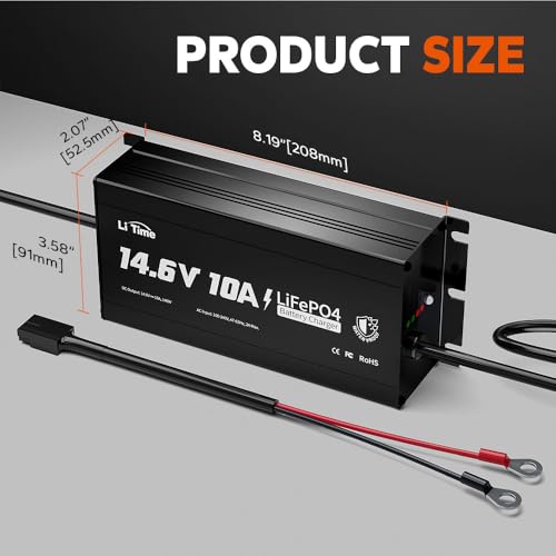 image for LiTime IP65 Waterproof 14.6V 10A LiFePO4 Onboard Charger, Fast Chargin
