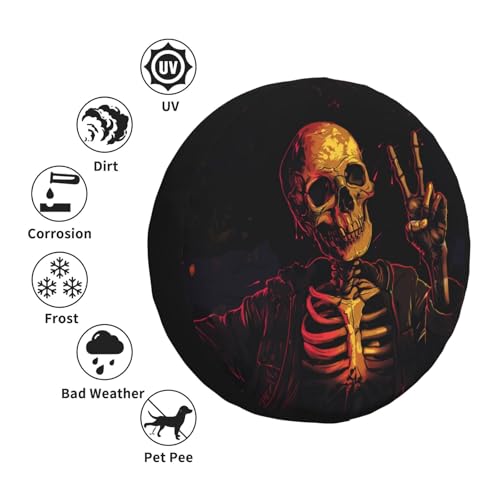 Image of Halloween Spare Tire Cover Skeleton Tire Cover Universal Wheel Protectors Wheel Covers for Rv Camper Travel Trailer SUV Truck 16 Inch