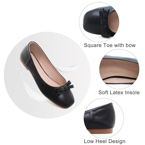 Image of Dear Time Women's Casual Foldable Ballet Flats Square Toe Ballerina Flats Shoes Comfortable