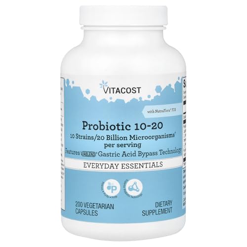 Vitacost Probiotic 10-20 with NutraFlora® FOS, 200 Vegetarian Capsules