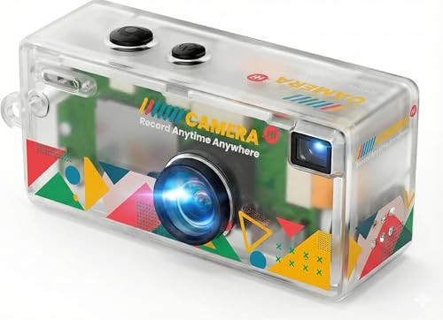 Image of Jumbao G6 Keychain Digital Camera - Mini Digicam with 1080P Video & 0.96 inch LCD Screen, Retro Film Simulation Style, 130 Wide Angle Bag Charm Camera for Beginners Teens and Adults (Transparent)