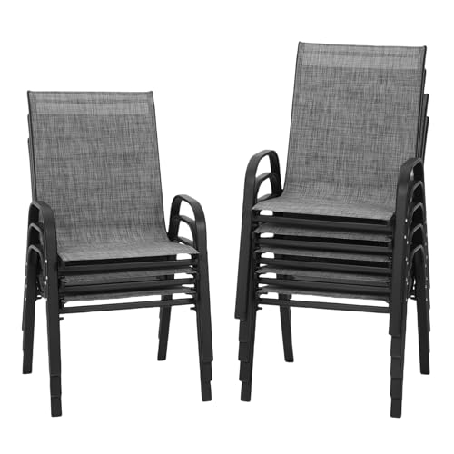 PIZZELLO Patio Chairs Set of 8 - Outdoor Stackable Dining Chairs for All Weather - Lightweight...