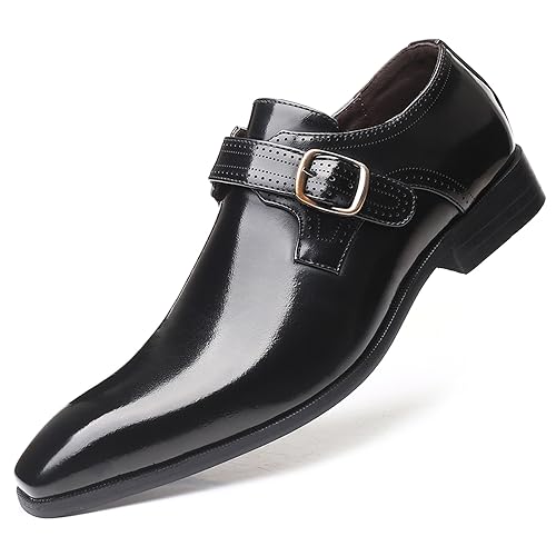 Men's Formal Oxford Shoes Slip On Single Monk Strap Leather Low Top Business Work Shoes Fashion Prom Wedding Formal Shoes