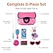 Amazon Basics 8-Piece Pretend Play Purse Toy with Accessories for Girls Ages 3 and Up, Handbag Gift Set Including Smartphone, Sunglasses, Makeup Compact, Keys and Credit Card, Pink