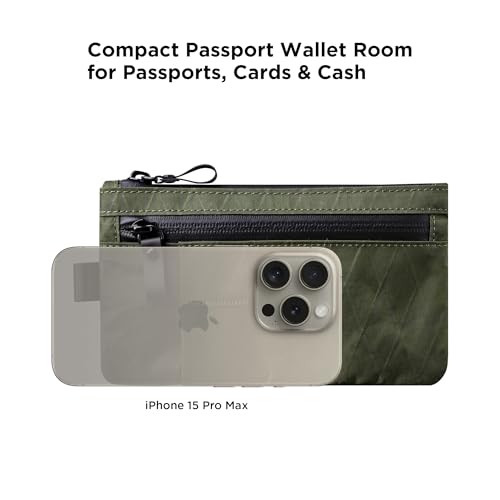 ALPAKA Zip Clutch, Zipper Wallet and EDC Carrier - RFID Blocking Material Passport Wallet- 3 External Slots for EDC Gear, Dark Green, Minimalist