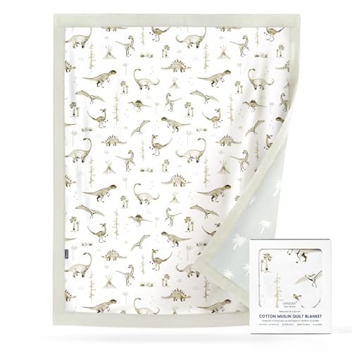 Image of GRSSDER Cotton Muslin Quilt Blanket - Silky Soft and Breathable Baby Blanket Quilt, Oversized Muslin Blankets for Newborns, Toddlers & Kids, 6 Layers Reversible Design for All Seasons, 40 inch x 50 inch