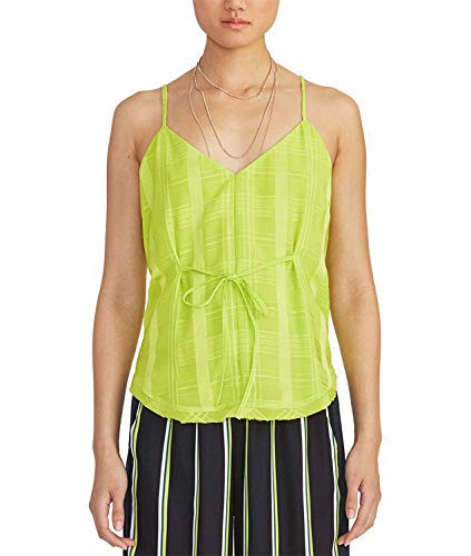 Camisola de cuadros RACHEL Rachel Roy mujer blusa verde lazo frontal ropa casual talla L