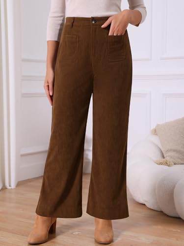 Seta T Women's Corduroy Pants 2025 Casual High Waisted Fall Winter Loose Wide Leg Pants with Pockets2
