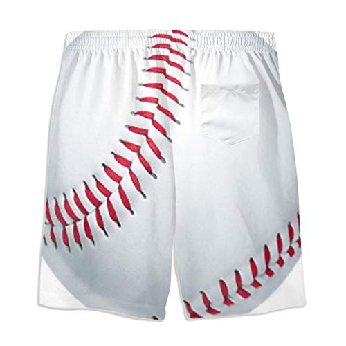 Boy's Kid's Surfing Beach Shorts Baseball 3D Printed Waterproof Quick Dry Board Shorts 7-20Years White (M(10-12))3