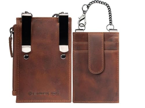 Image of RFID Blocking Boot Wallet with Security Chain & Zipper Lock - Genuine Leather Wallets for Men, Travel Wallets Women, Minimalist Leather Card Holder