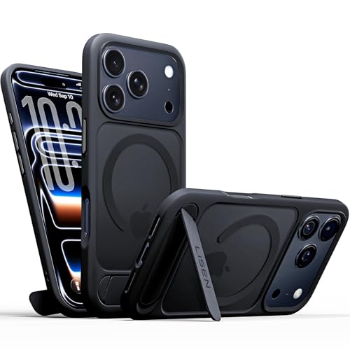 Coque iPhone 17 Pro Max LISEN MagSafe noir mat avec support anti-choc