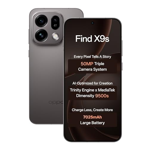 Image of Oppo Find X9s 5G (Midnight Grey, 12GB, 256GB) | Hasselblad 50MP Triple Camera | 120x Super Zoom | MediaTek Dimensity 9500s | 7025mAh 80W SUPERVOOC | ColorOS 16