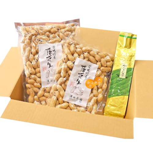 牛久市産お茶1品と落花生1種(各大小1袋)の3点セット 落花生 ピーナッツ ピーナツ ナカテユタカ 中手豊 お茶 煎茶 やぶきた茶 美味しい おいしい おやつ お菓子 セット 詰め合わせ ビールのお供 お取り寄せ 詰め合わせ お土産 贈り物 プチギフト 国産 茨城 特産品 農園 自家栽培