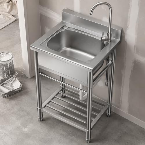 Image of Stainless Steel Utility Sinks, 22 Inch Compact Shop Sink