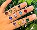 YITANA Colorful Gemstone Rings Fashion Ring Bulk Ring Wholesale Lot Zircon Stone Jewelry Birthstone Jewelry Gold Stacking Rings (50, Silver)