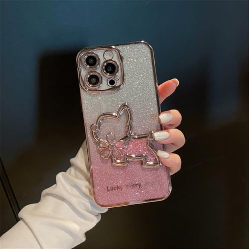 Coque de chien de sables mouvants mignons pour iPhone 11 ProMax rose