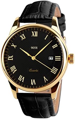 Forrader Mens Wrist Watch Analog Quartz Watch Leather Band Roman Numerals Waterproof Fashion Business Casual Wrist Watch for Men