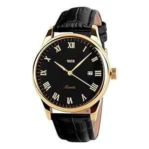 Mens Watches Analog Quartz Watch Leather Band Roman Numeral Waterproof Fashion Business Casual Wrist Watches for Men