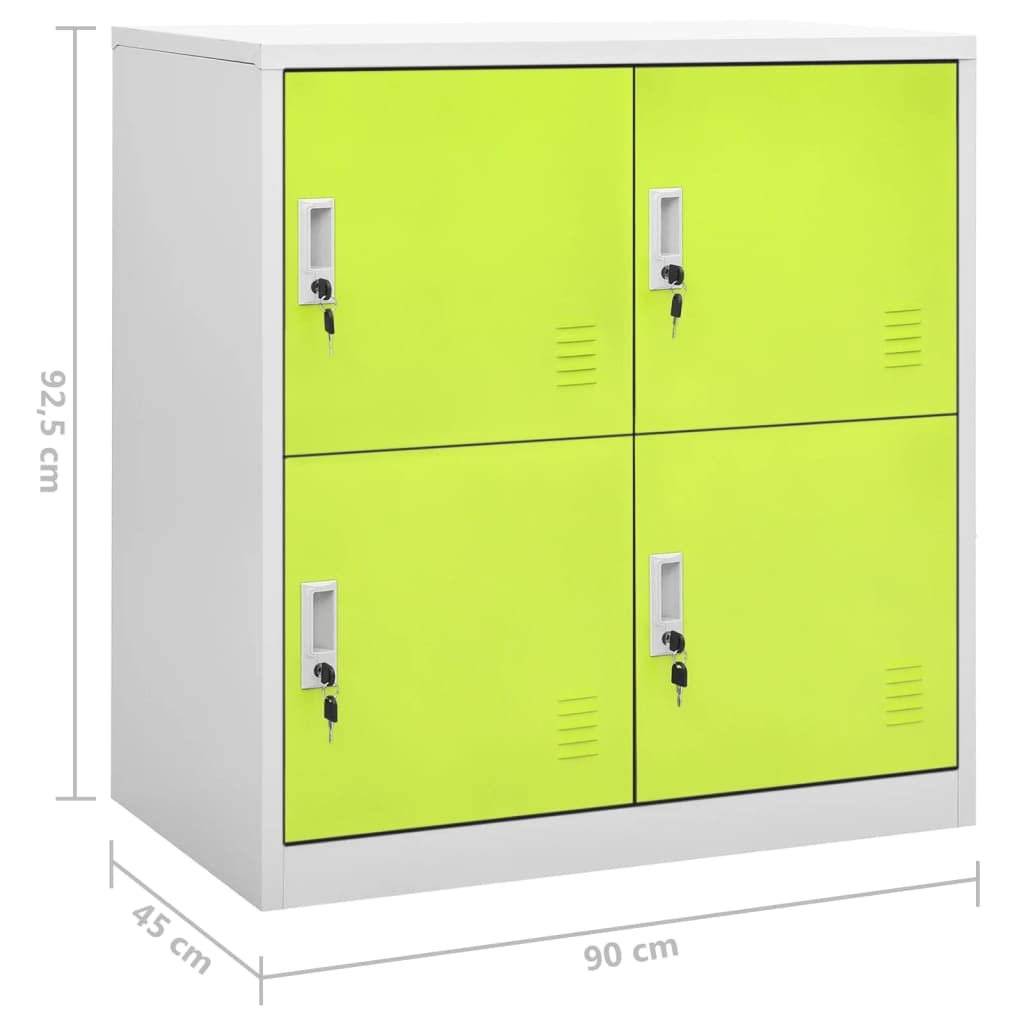 Armadio indipendente da ufficio, in metallo, per aziende, ufficio, scuola, grigio chiaro e verde, 90 x 45 x 92,5 cm, in acciaio