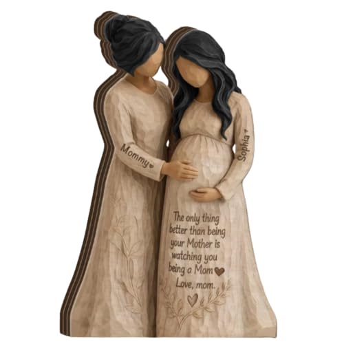 84WONDER Personalized Pregnant Mom Figurine, Mother Daughter Sculpture, The Only Thing Better Than Being Your Mother is Watching You Be A Mom, New Moms Gift for Daughter