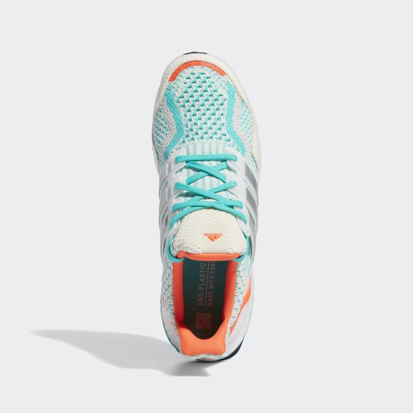Image of adidas Ultraboost 5.0 DNA Mens Shoes Size 4.5, Color: Chalk White /Silver Metallic /Mint Rush-