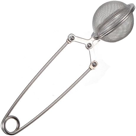 Brussels08 Long Handle Loose Leaf Snap Ball Tea Infuser Spoon Stainless Steel Tea Leaves Herb Mesh Ball Infuser Filter Squeeze Strainer Spoon Random