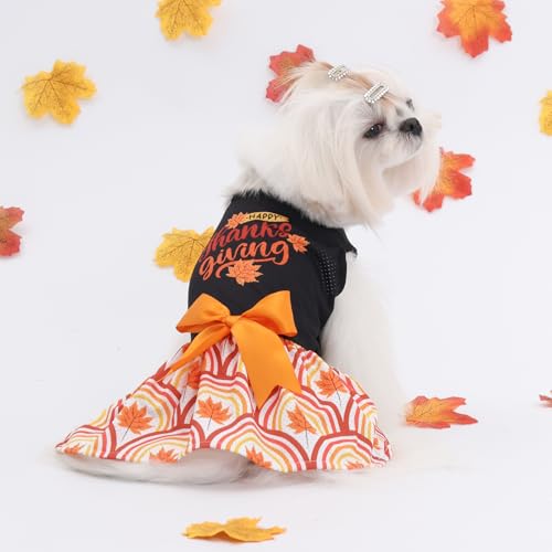 Image of CuteBone Dog Mesh Dress Thanksgiving Puppy Sundress Pet Outfit Summer Fashion for Small Dogs Girl Cat Clothes