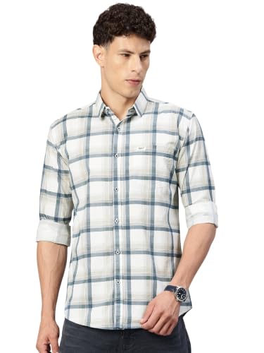 Image of Majestic Man Comfort Slim Fit Pure Cotton Checked Casual Shirt